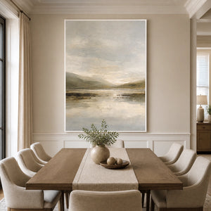 Silver Estuary in a refined dining room with white frame