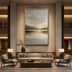 Silver Estuary in a refined hotel interior with wood frame