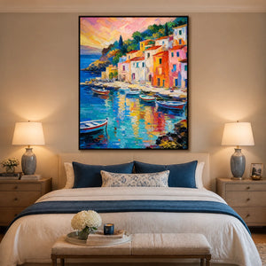Harbor Kaleidoscope in a refined bedroom with black frame