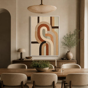 Earthen Loops in a refined dining room with white frame