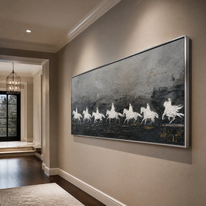 Midnight Cavalcade in a refined entry hall with silver frame