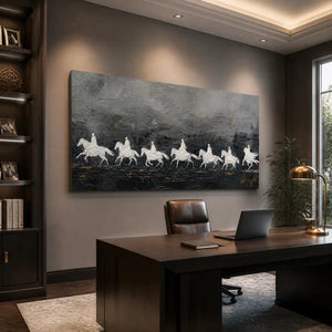Midnight Cavalcade in a refined office, frameless