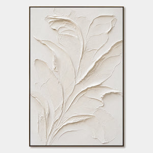 Ivory Botanical Relief hand-painted artwork