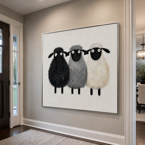 Woolly Trio in a refined entry hall with silver frame