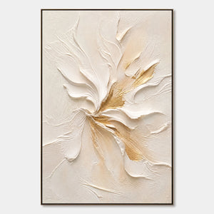 Ivory Bloom Relief hand-painted artwork