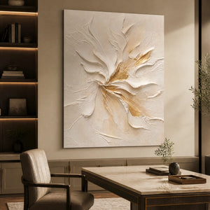 Ivory Bloom Relief in a refined office, frameless