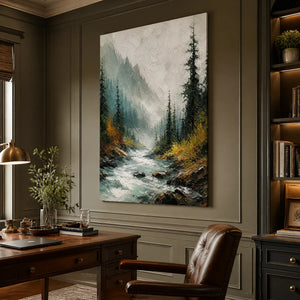 Evergreen Rush in a refined office, frameless