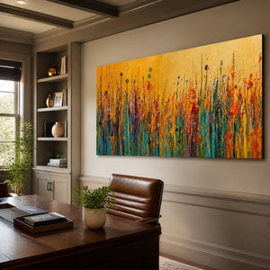 Meadow Embers in a refined office, frameless
