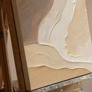 Close-up detail of Drifting Strata showing hand-painted texture and part of the frame