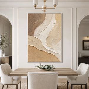 Drifting Strata in a refined dining room with white frame
