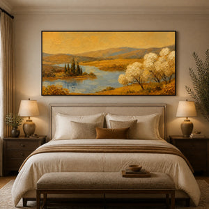Golden Valley Water in a refined bedroom with black frame