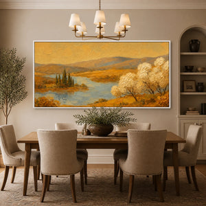 Golden Valley Water in a refined dining room with white frame