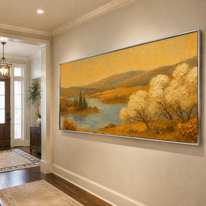 Golden Valley Water in a refined entry hall with silver frame