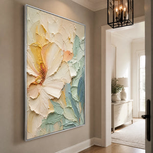 Pastel Magnolia in a refined entry hall with silver frame