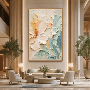 Pastel Magnolia in a refined hotel interior with wood frame