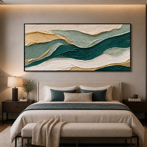 Emerald Terraces in a refined bedroom with black frame