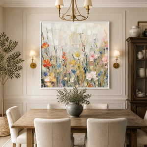 Wildflower Veil in a refined dining room with white frame