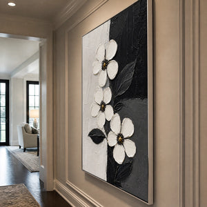 Noir Blossoms in a refined entry hall with silver frame