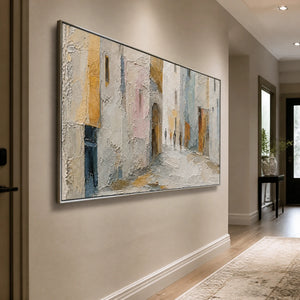 Quiet City Passage in a refined entry hall with silver frame