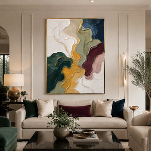 Mineral Veins in a refined living room with gold frame