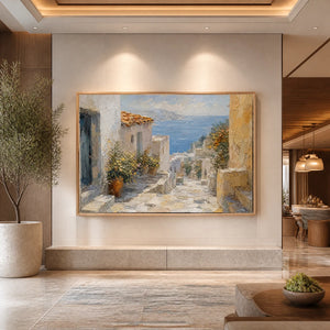 Aegean Alley in a refined hotel interior with wood frame