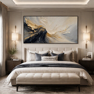 Monochrome Surge in a refined bedroom with black frame
