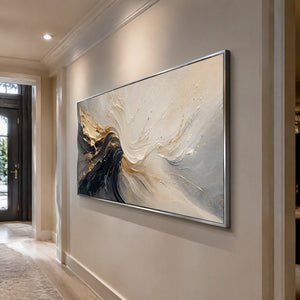 Monochrome Surge in a refined entry hall with silver frame