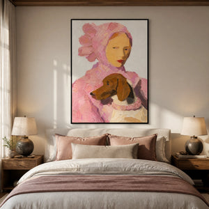 Rosebound Companion in a refined bedroom with black frame