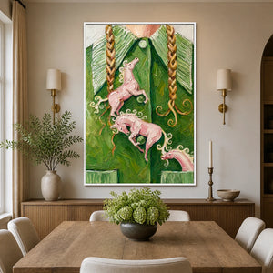 Carousel Dreams in a refined dining room with white frame