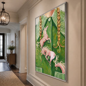 Carousel Dreams in a refined entry hall with silver frame
