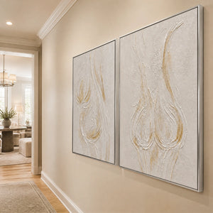 Ivory Lotus Duet in a refined entry hall with silver frame