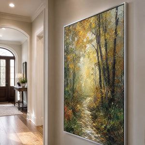 Forest Cathedral Light in a refined entry hall with silver frame