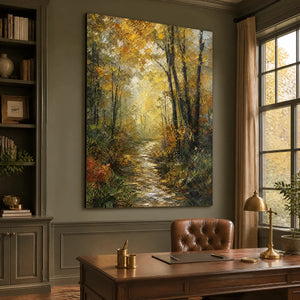Forest Cathedral Light in a refined office, frameless