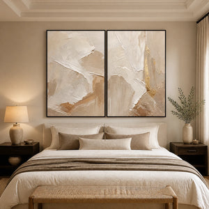 Sandstone Passage Duet in a refined bedroom with black frame