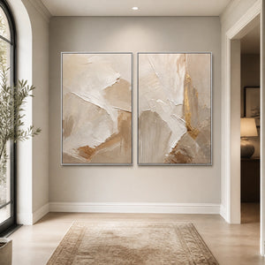 Sandstone Passage Duet in a refined entry hall with silver frame