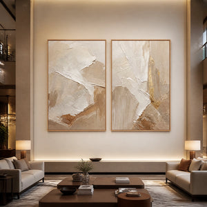 Sandstone Passage Duet in a refined hotel interior with wood frame