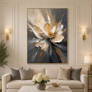 Shadow Bloom in a refined living room with gold frame