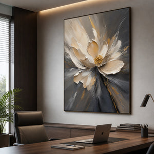 Shadow Bloom in a refined office, frameless