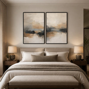 Horizon Echo Duet in a refined bedroom with black frame