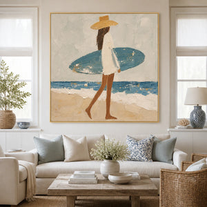 Shoreline Walk in a refined living room with gold frame