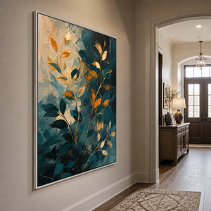 Botanical Nightfall in a refined entry hall with silver frame