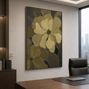 Olive Blossom Shadow in a refined office, frameless