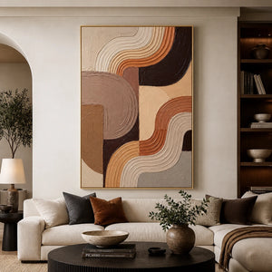 Earthen Wavework in a refined living room with gold frame