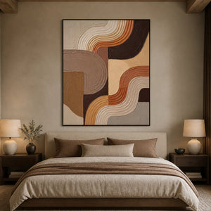 Earthen Wavework in a refined bedroom with black frame