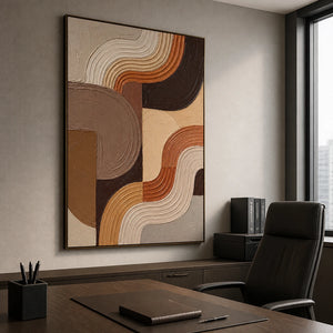 Earthen Wavework in a refined office, frameless