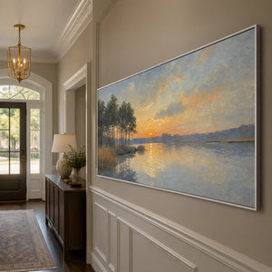 Lakeside Golden Hour in a refined entry hall with silver frame