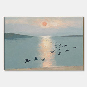 Birds Over Still Water hand-painted artwork