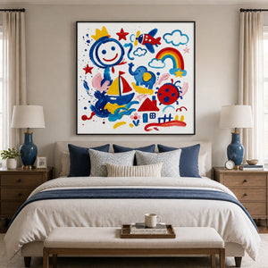 Joyful Daydream in a refined bedroom with black frame