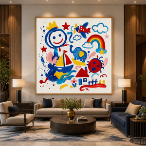 Joyful Daydream in a refined hotel interior with wood frame
