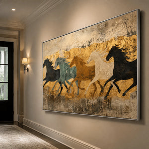 Golden Herd Passage in a refined entry hall with silver frame
